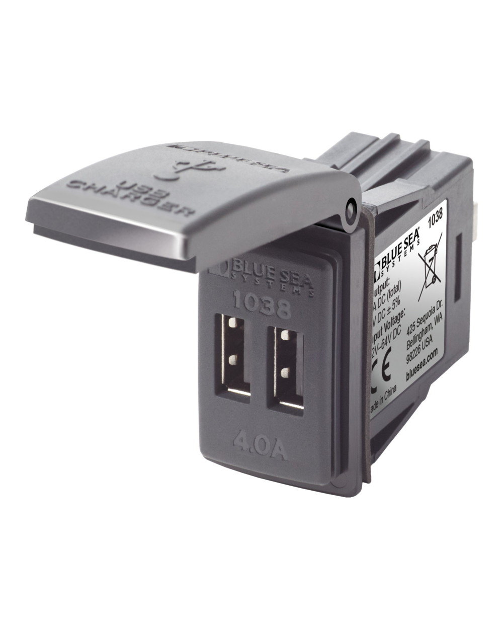 Blue Sea Systems 48VDC Dual USB 4A SwMnt.