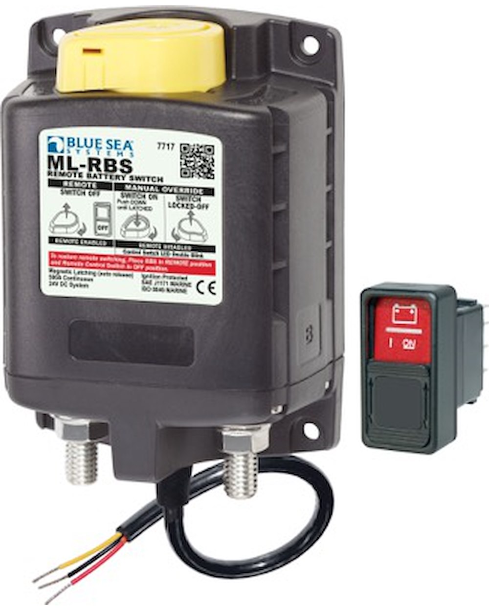 Blue Sea Systems Fjärrstyrd huvudströmbrytare (NO) 500A 24 V