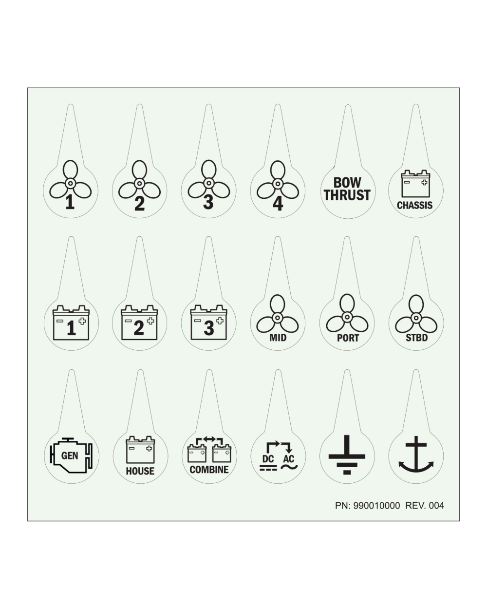 Blue Sea Systems Label Kit Battery Switch ICON (Bulk)