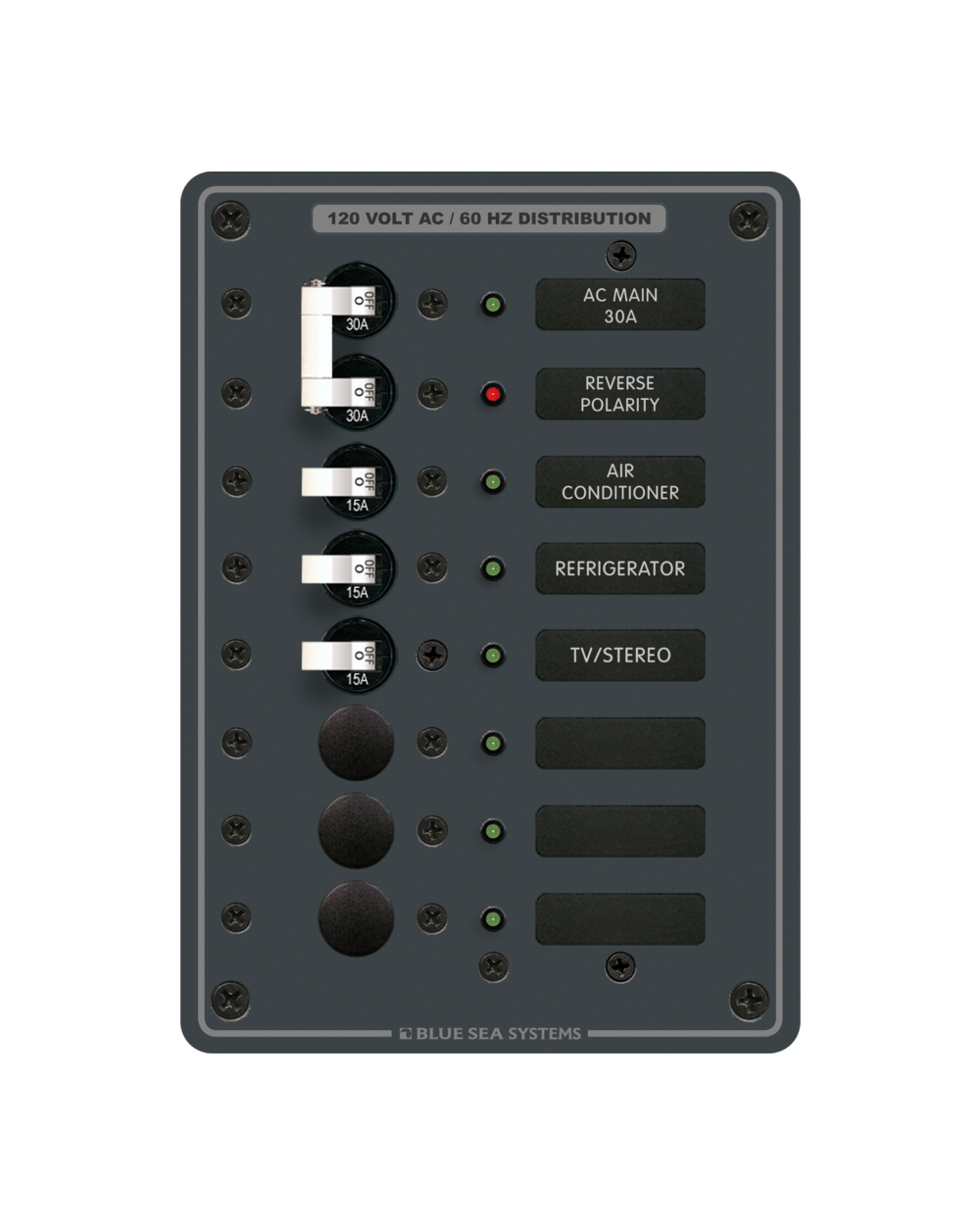 Blue Sea Systems Panel 120VAC 8pos w/Main