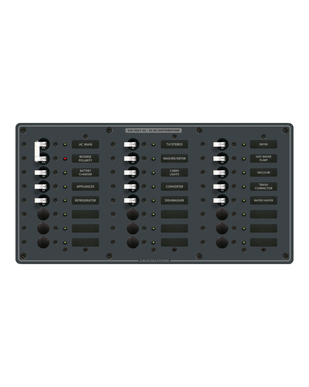 Blue Sea Systems Panel 230VAC 24pos w/Main