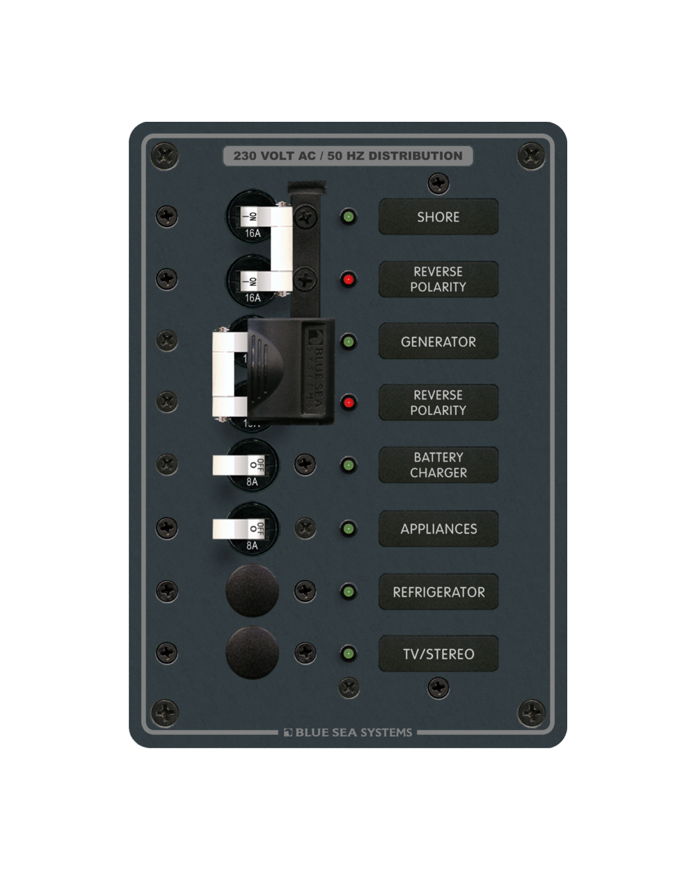Blue Sea Systems Panel 230VAC SourceSel 16A 8pos