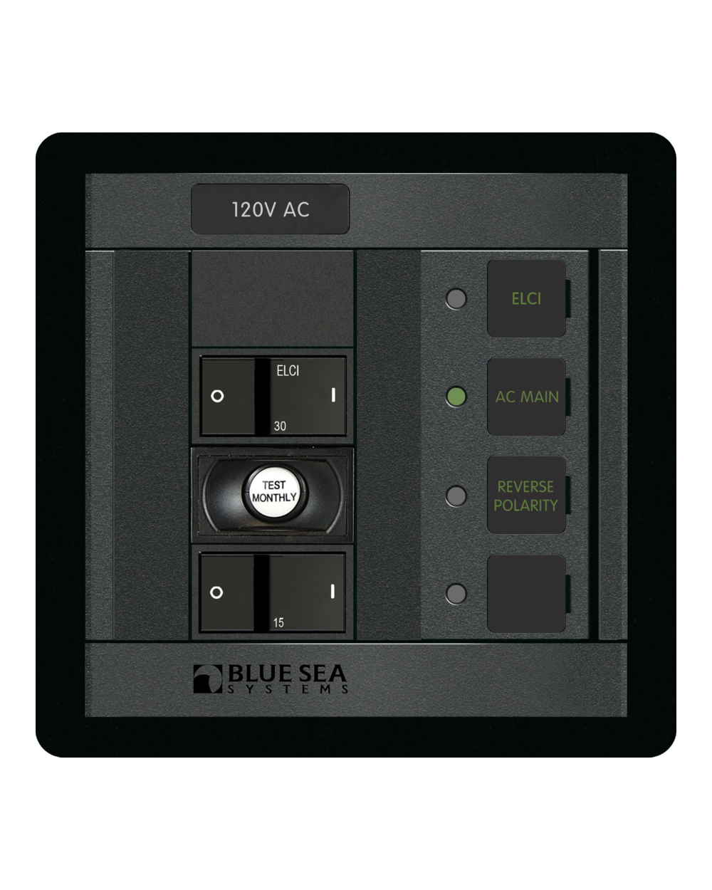 Blue Sea Systems Panel 360 120VAC 1pos w/ELCI Main 30A FR
