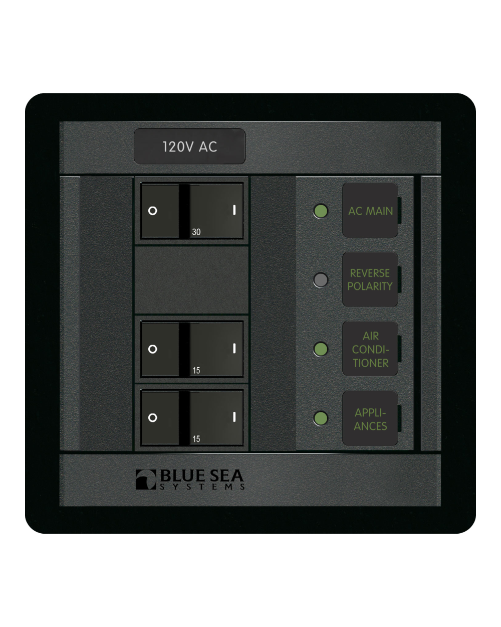 Blue Sea Systems Panel 360 120VAC 2pos w/Main FR