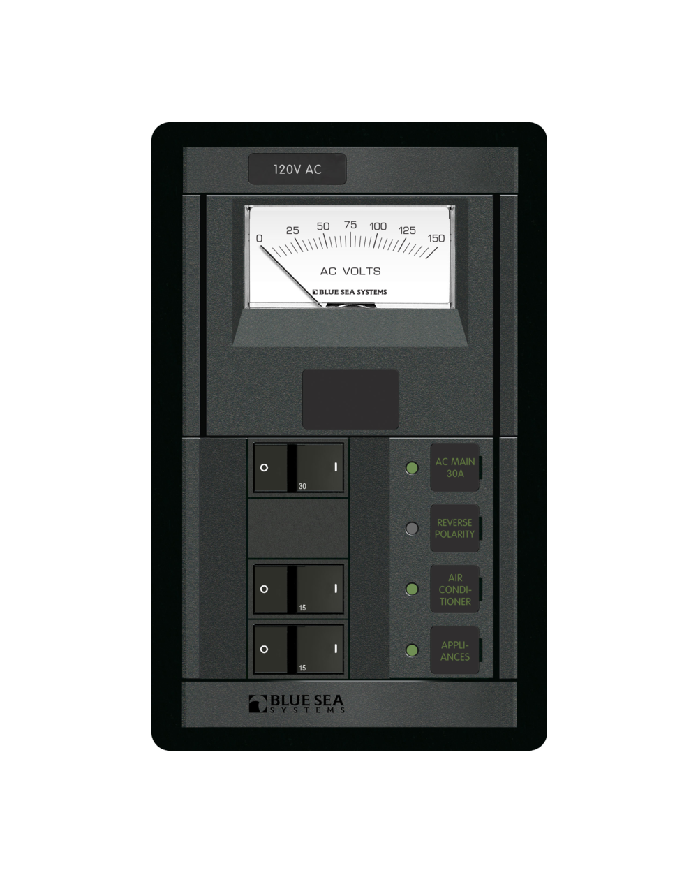 Blue Sea Systems Panel 360 120VAC 2pos w/MainVMtrFR