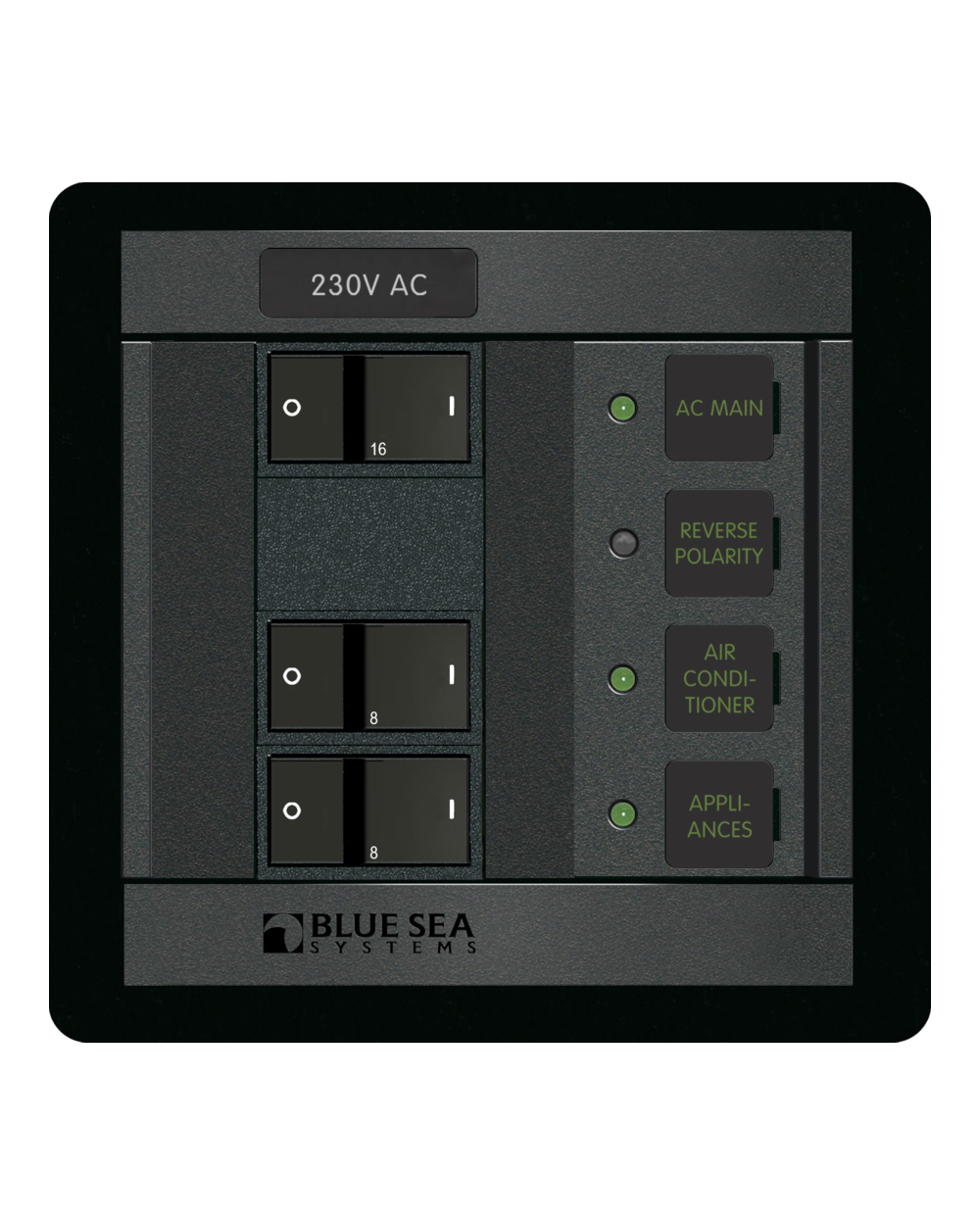 Blue Sea Systems Panel 360 230VAC 2pos w/Main FR