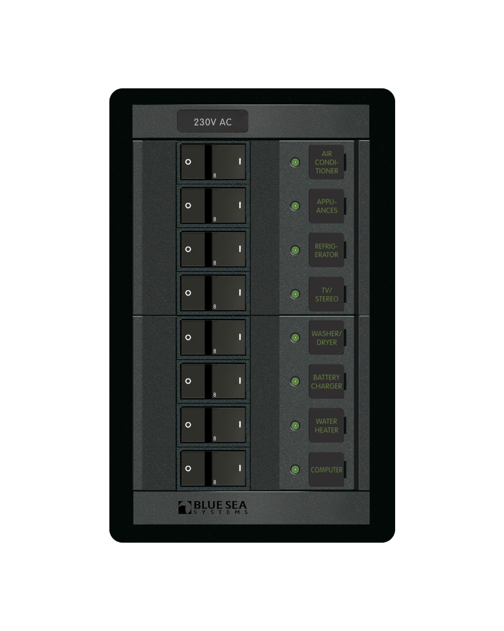 Blue Sea Systems Panel 360 230VAC 8pos RR