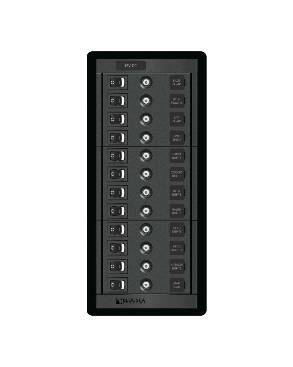 Blue Sea Systems Panel 360 DC 12pos Sw CLB V