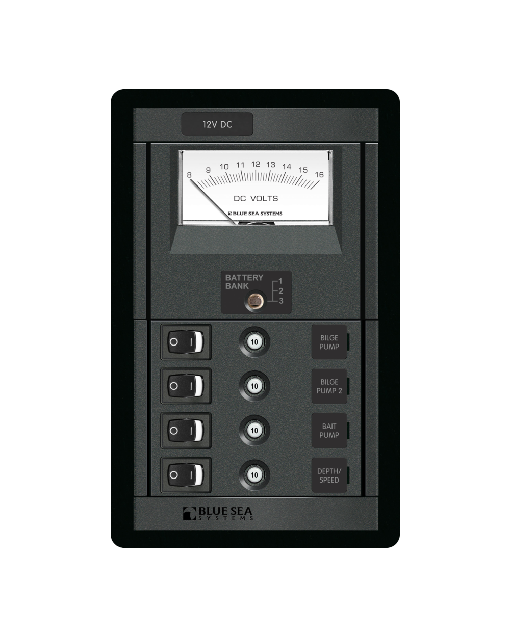 Blue Sea Systems Panel 360 DC 4pos Sw CLB VMtr V