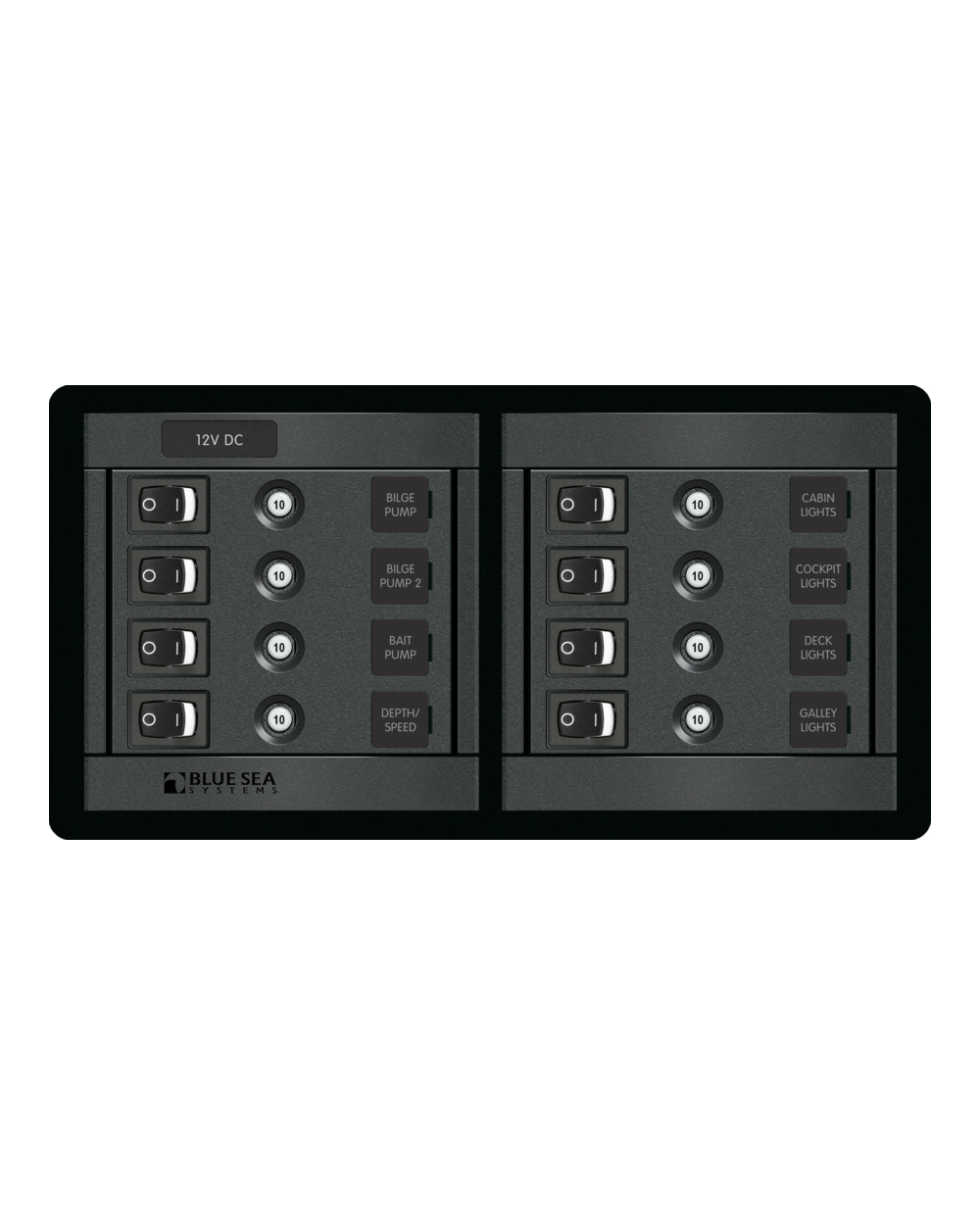 Blue Sea Systems Panel 360 DC 8pos Sw CLB H
