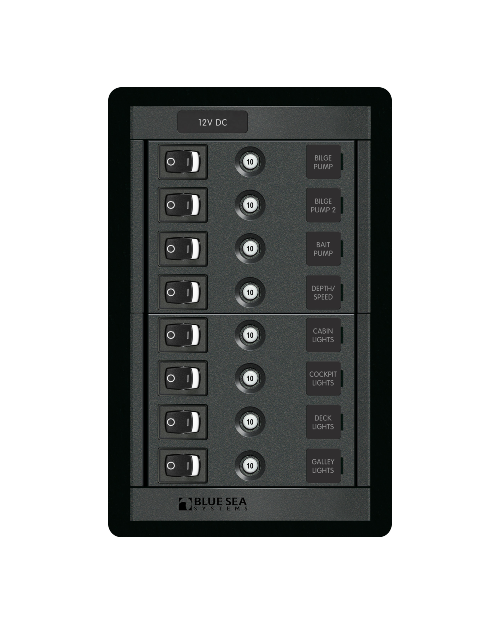 Blue Sea Systems Panel 360 DC 8pos Sw CLB V