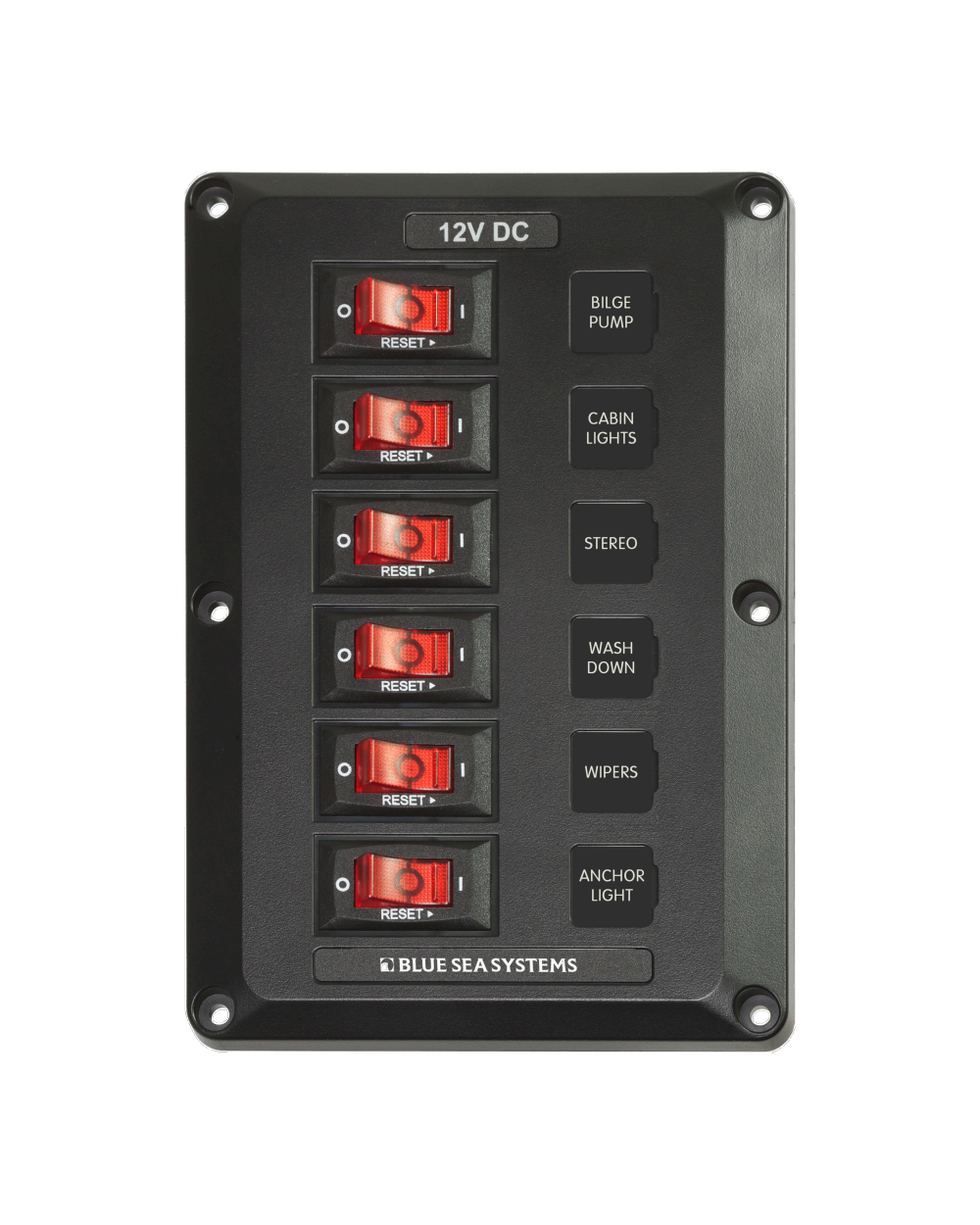 Blue Sea Systems Panel BelowDeck 12VDC CB 6 Pos