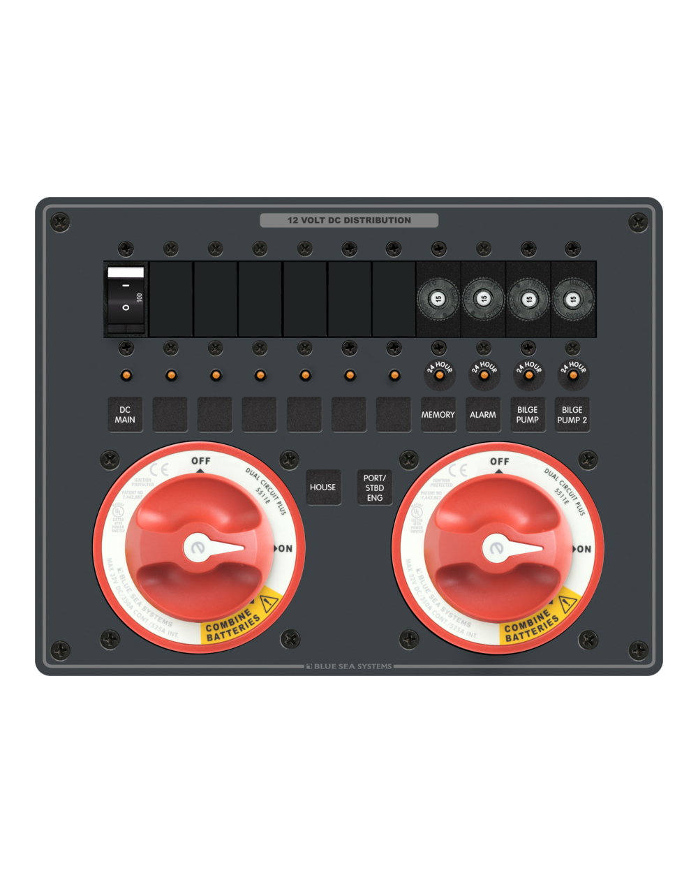 Blue Sea Systems Panel DC BatteryMng e 2DualCircPlus