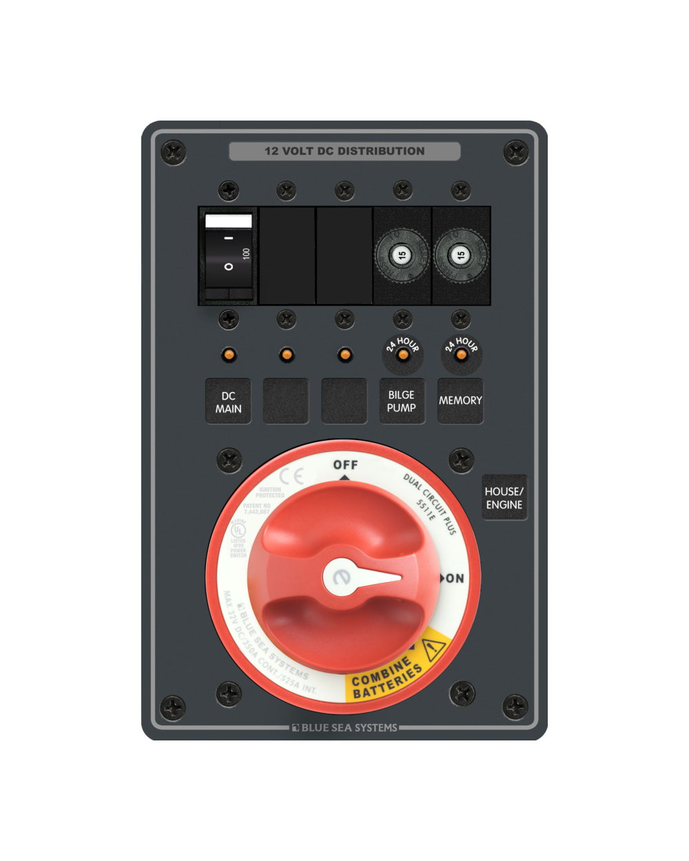 Blue Sea Systems Panel DC BatteryMng e DualCircPlus
