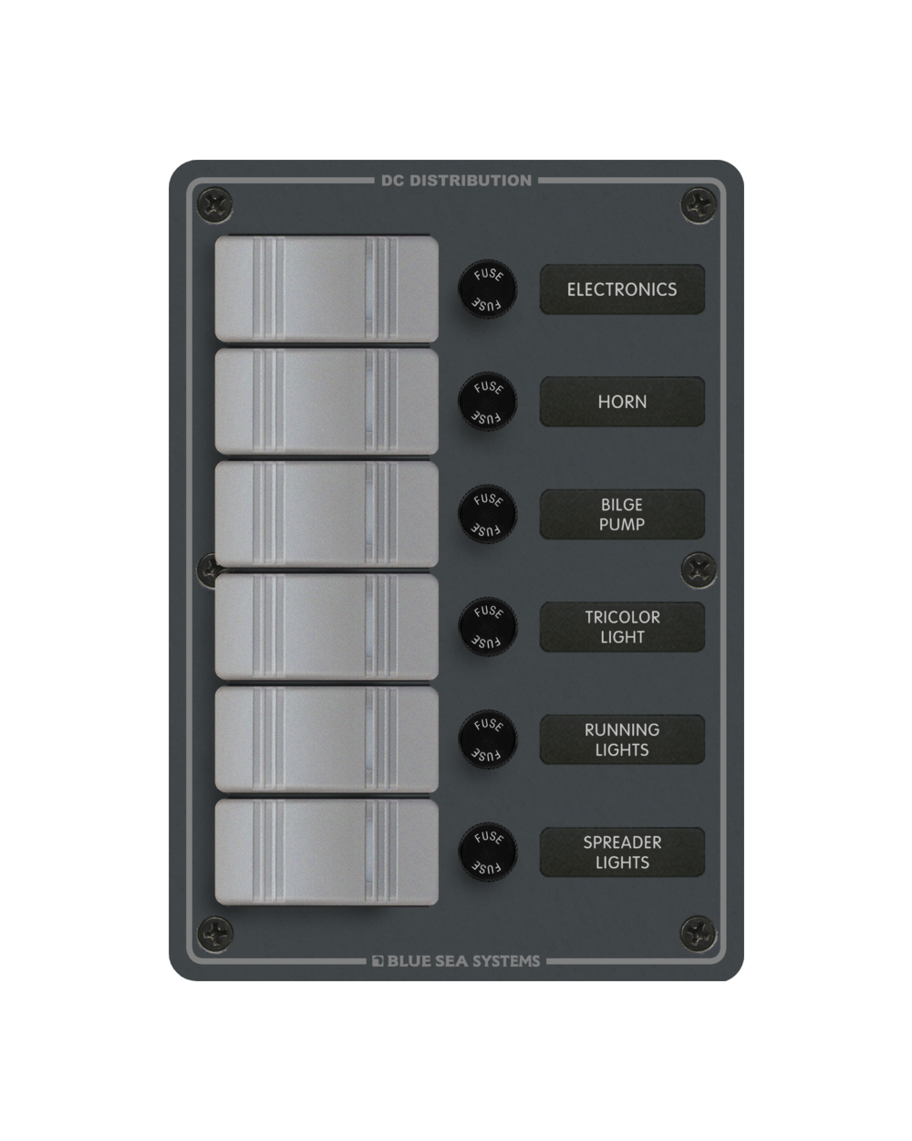 Blue Sea Systems Panel H2O 12VDC AGC 6pos V