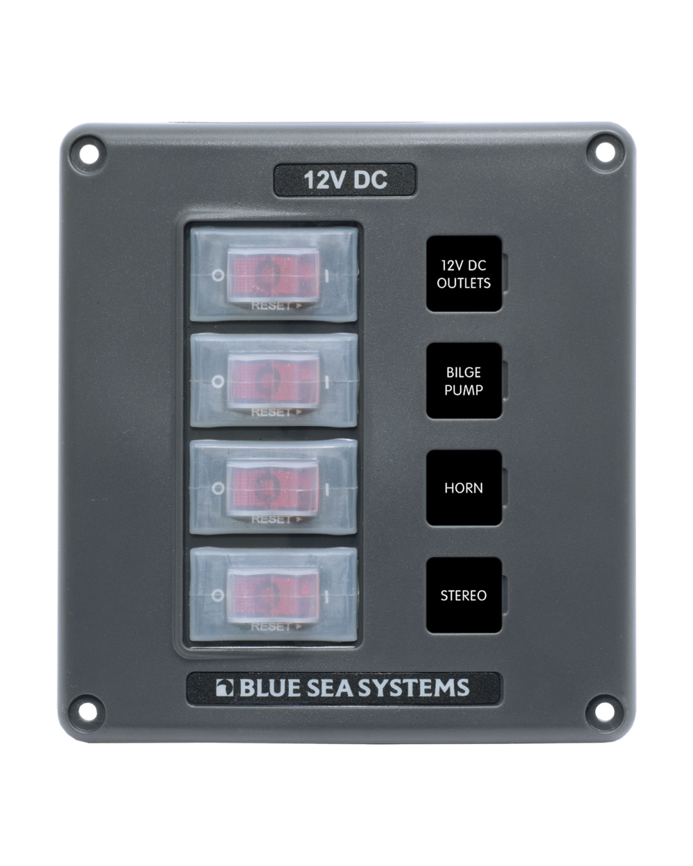 Blue Sea Systems Panel Switch H2O CB 4pos Gray