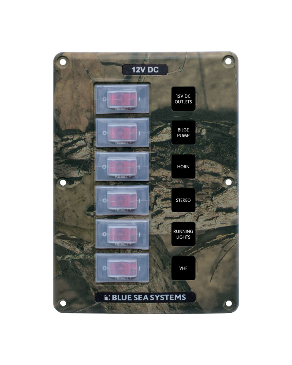 Blue Sea Systems Panel Switch H2O CB 6pos Camo