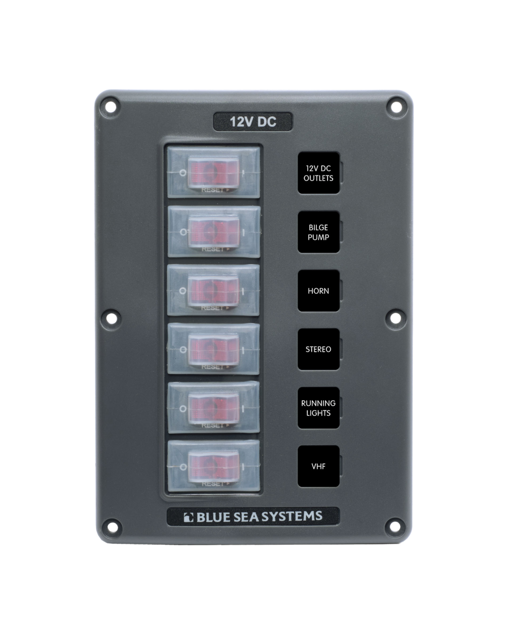 Blue Sea Systems Panel Switch H2O CB 6pos Gray
