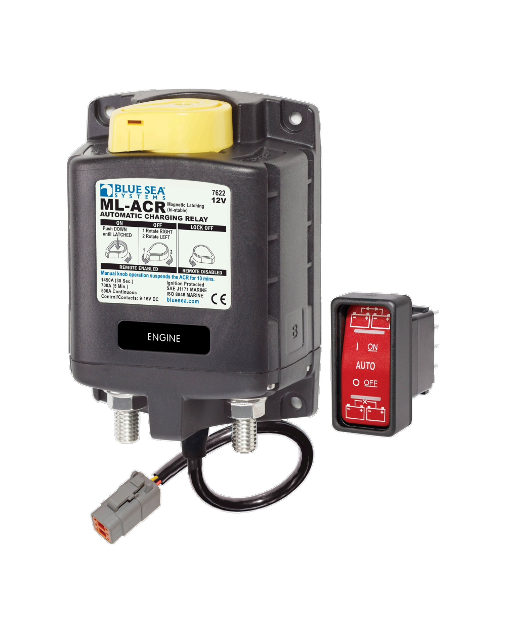 Blue Sea Systems Solenoid ML 500A 12V ACR w/Man Ctrl DTM