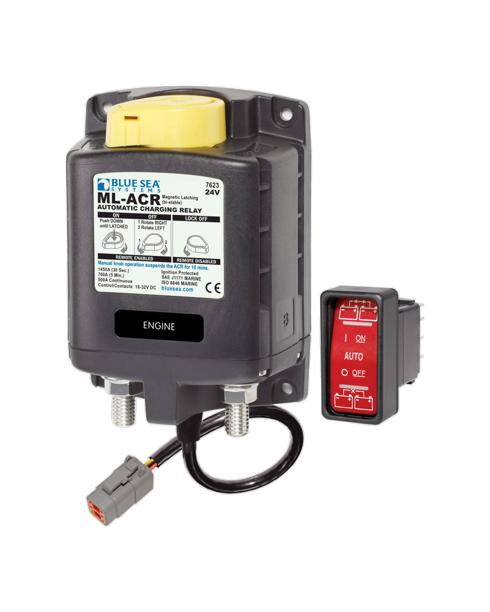 Blue Sea Systems Solenoid ML 500A 24V ACR w/Man Ctrl DTM