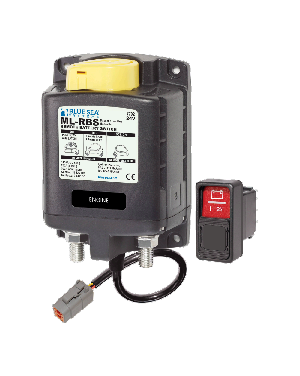 Blue Sea Systems Solenoid ML 500A 24V RBS w/ Man Ctrl DTM Heavy Duty